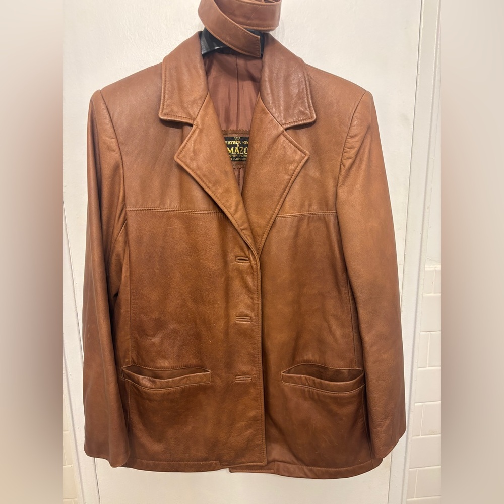 Leather Blazer w/ belt, M